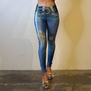 Vintage Velvet Jeggings with Swarovski Crystals
